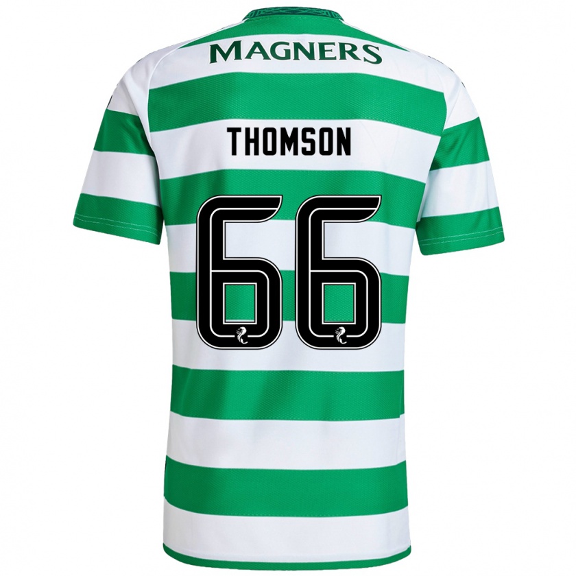 Kandiny Hombre Camiseta Corey Thomson #66 Verde Blanco 1ª Equipación 2024/25 La Camisa Chile