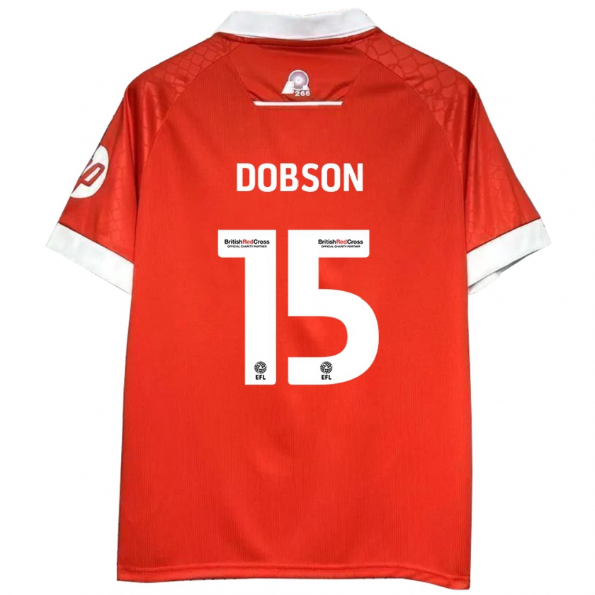 Kandiny Hombre Camiseta George Dobson #15 Rojo Blanco 1ª Equipación 2024/25 La Camisa Chile