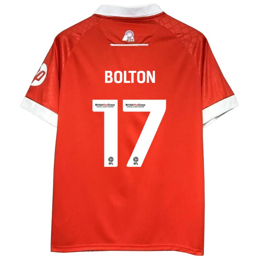 Kandiny Hombre Camiseta Luke Bolton #17 Rojo Blanco 1ª Equipación 2024/25 La Camisa Chile