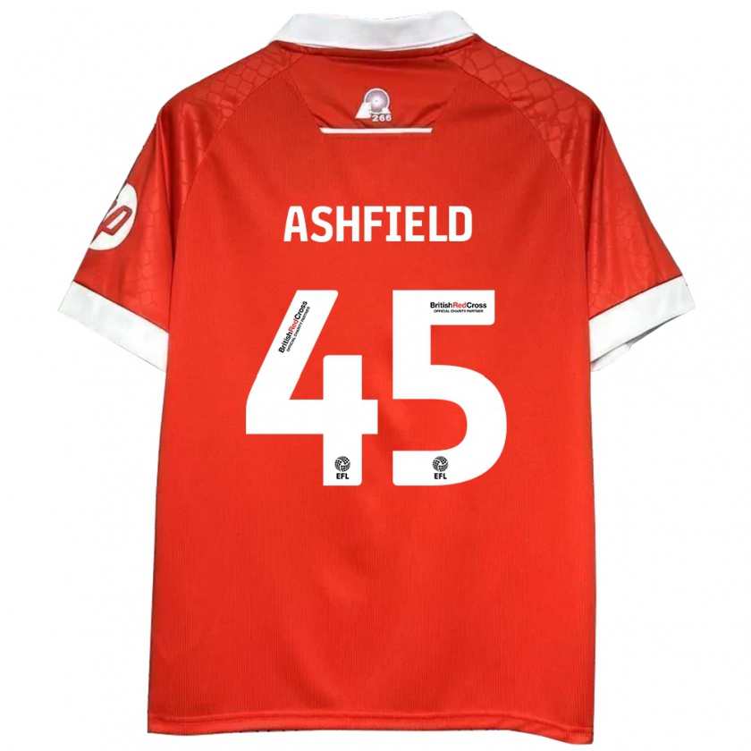 Kandiny Hombre Camiseta Harry Ashfield #45 Rojo Blanco 1ª Equipación 2024/25 La Camisa Chile