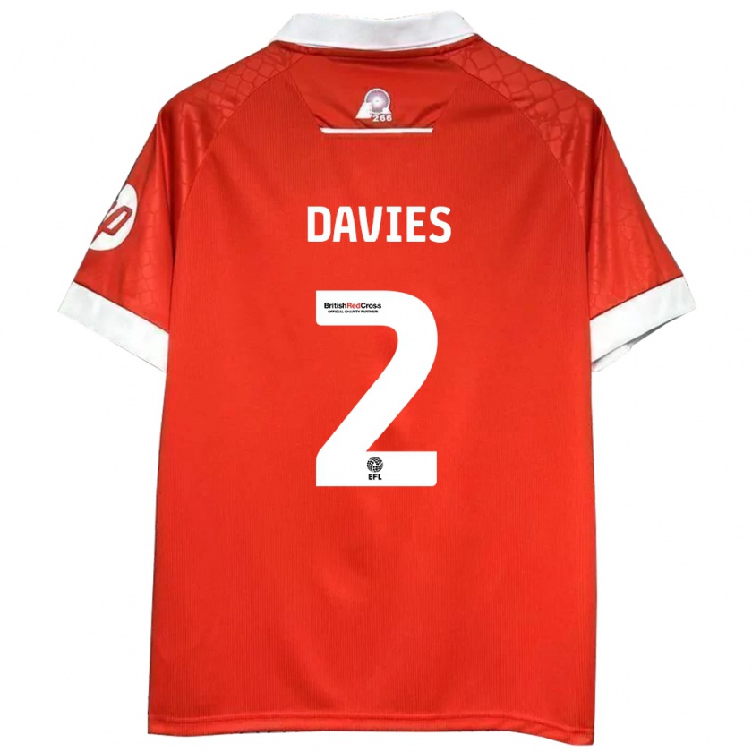 Kandiny Hombre Camiseta Phoebe Davies #2 Rojo Blanco 1ª Equipación 2024/25 La Camisa Chile