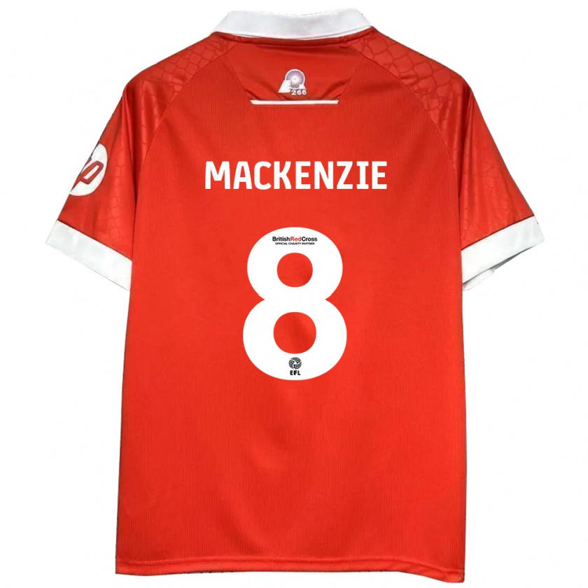 Kandiny Hombre Camiseta Libby Mackenzie #8 Rojo Blanco 1ª Equipación 2024/25 La Camisa Chile