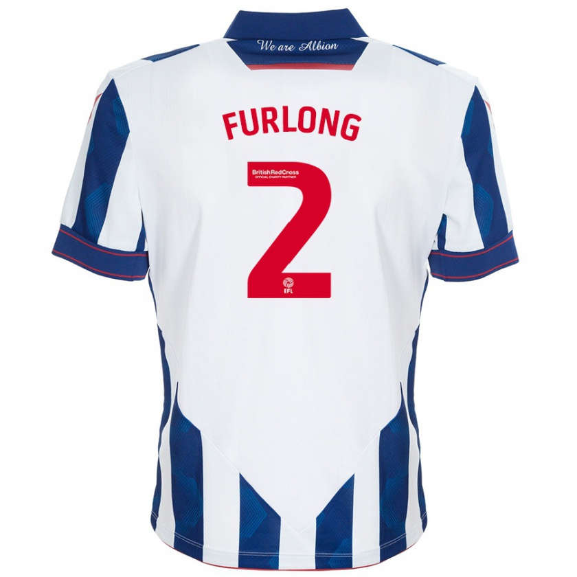 Kandiny Hombre Camiseta Darnell Furlong #2 Blanco Azul Oscuro 1ª Equipación 2024/25 La Camisa Chile