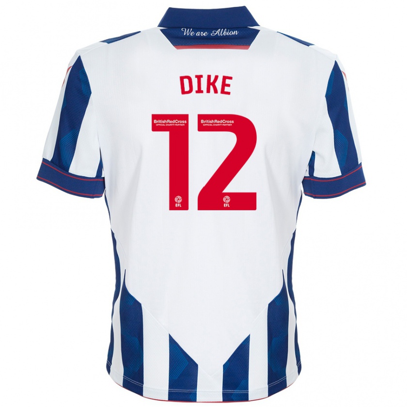 Kandiny Hombre Camiseta Daryl Dike #12 Blanco Azul Oscuro 1ª Equipación 2024/25 La Camisa Chile