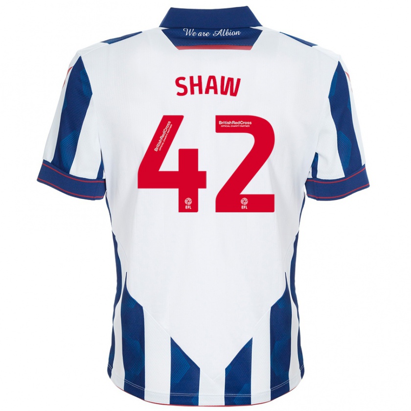 Kandiny Hombre Camiseta Josh Shaw #42 Blanco Azul Oscuro 1ª Equipación 2024/25 La Camisa Chile