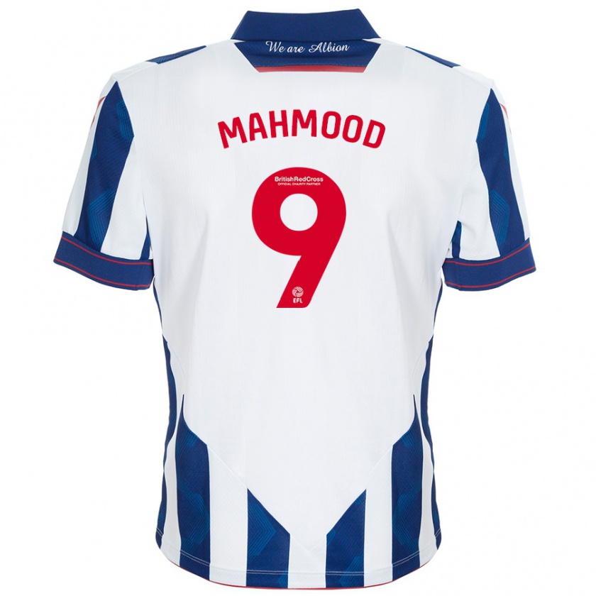 Kandiny Hombre Camiseta Mariam Mahmood #9 Blanco Azul Oscuro 1ª Equipación 2024/25 La Camisa Chile