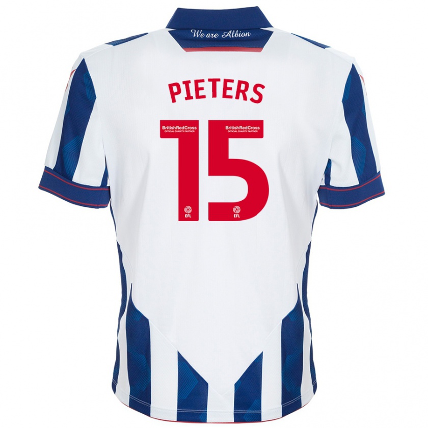 Kandiny Hombre Camiseta Erik Pieters #15 Blanco Azul Oscuro 1ª Equipación 2024/25 La Camisa Chile