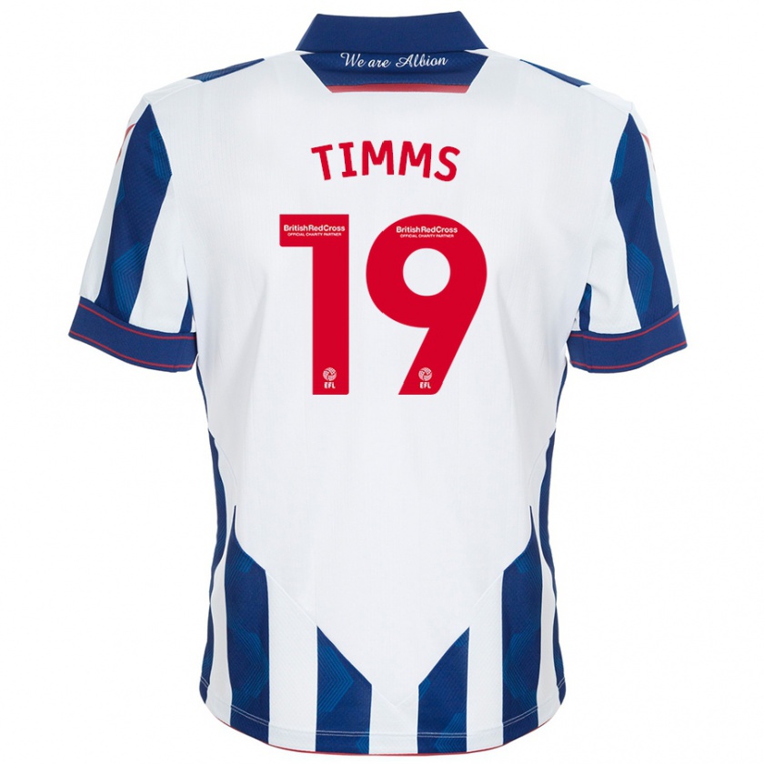 Kandiny Hombre Camiseta Maria Timms #19 Blanco Azul Oscuro 1ª Equipación 2024/25 La Camisa Chile