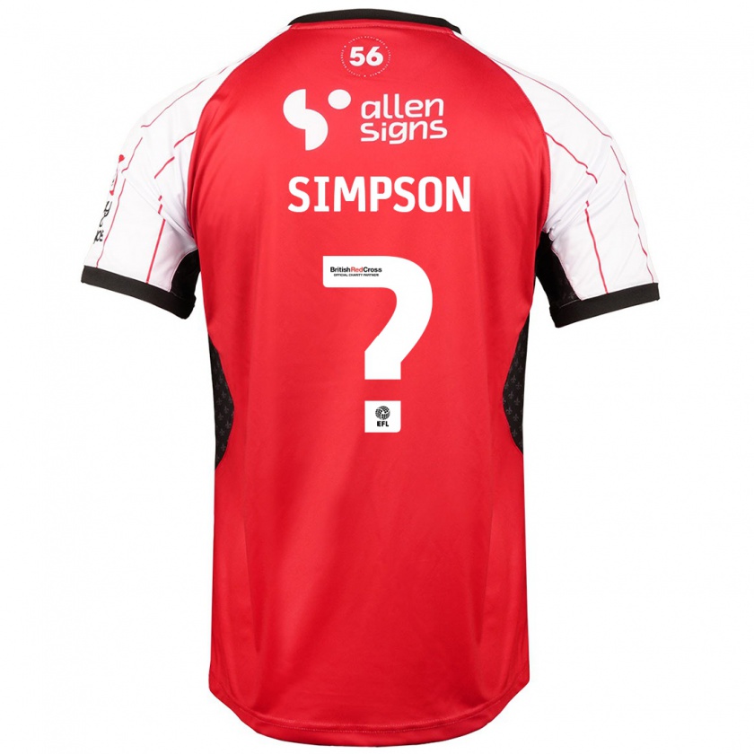 Kandiny Hombre Camiseta John Simpson #0 Blanco 1ª Equipación 2024/25 La Camisa Chile