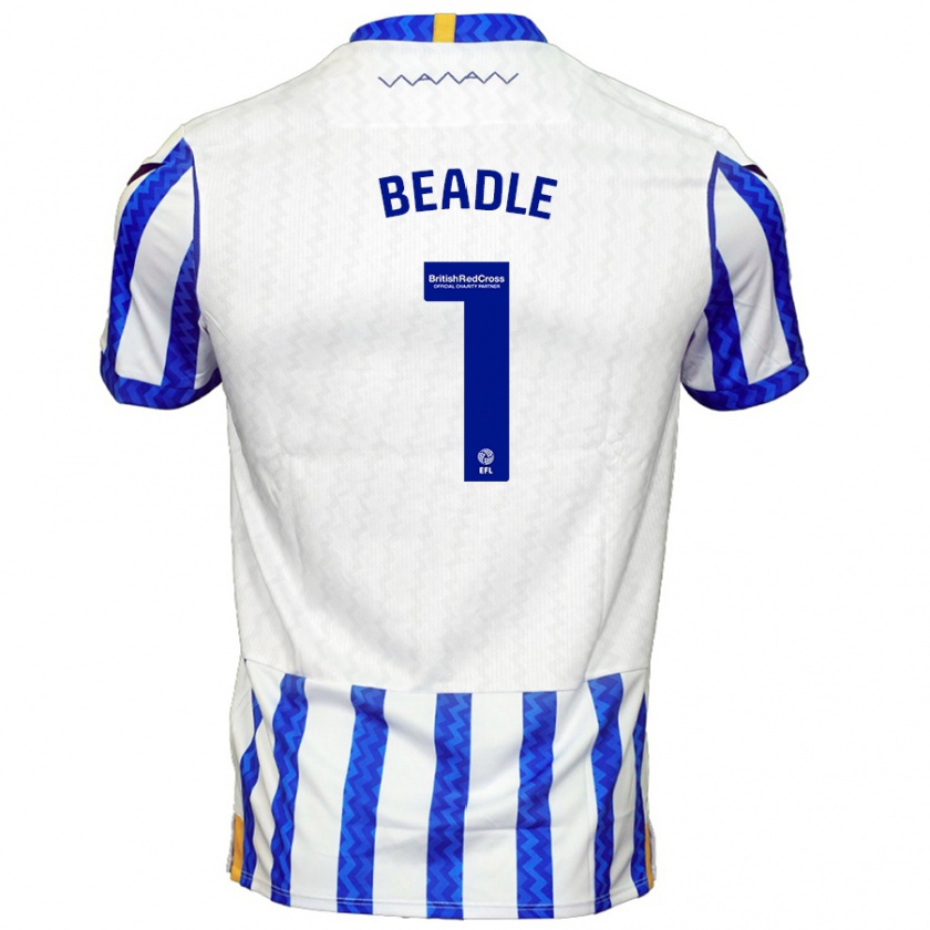 Kandiny Hombre Camiseta James Beadle #1 Azul Blanco 1ª Equipación 2024/25 La Camisa Chile