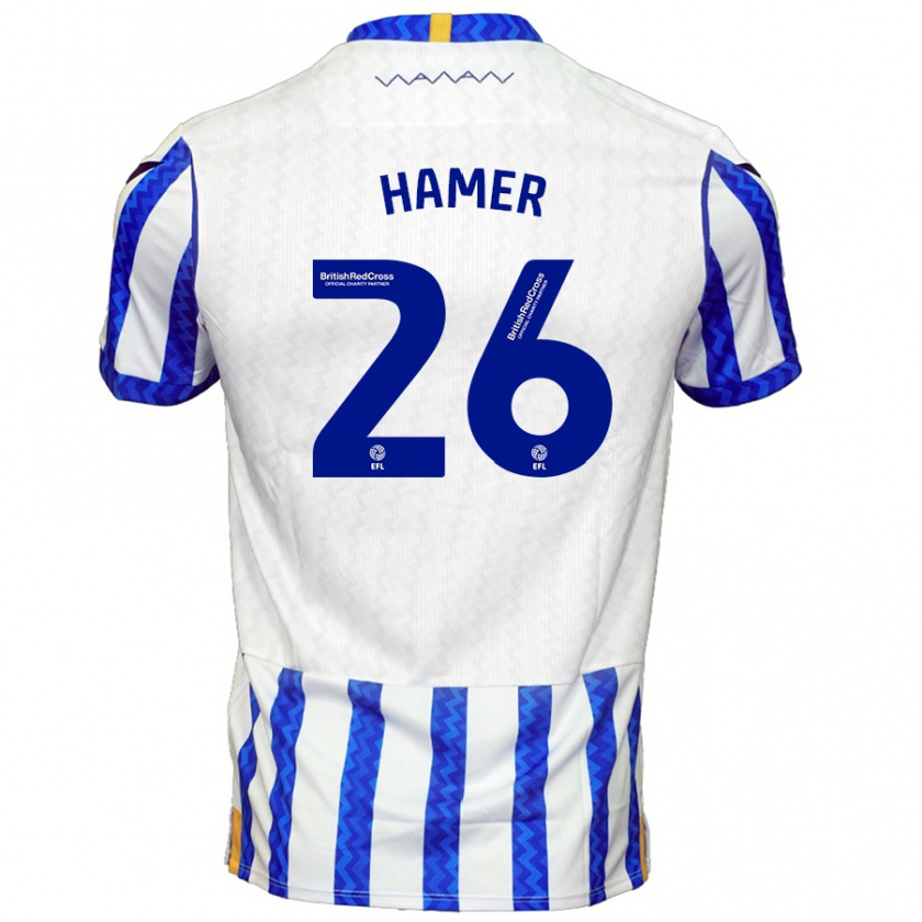 Kandiny Hombre Camiseta Ben Hamer #26 Azul Blanco 1ª Equipación 2024/25 La Camisa Chile