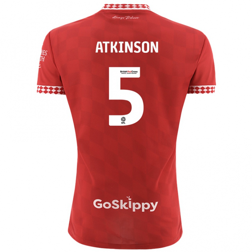 Kandiny Hombre Camiseta Rob Atkinson #5 Rojo 1ª Equipación 2024/25 La Camisa Chile