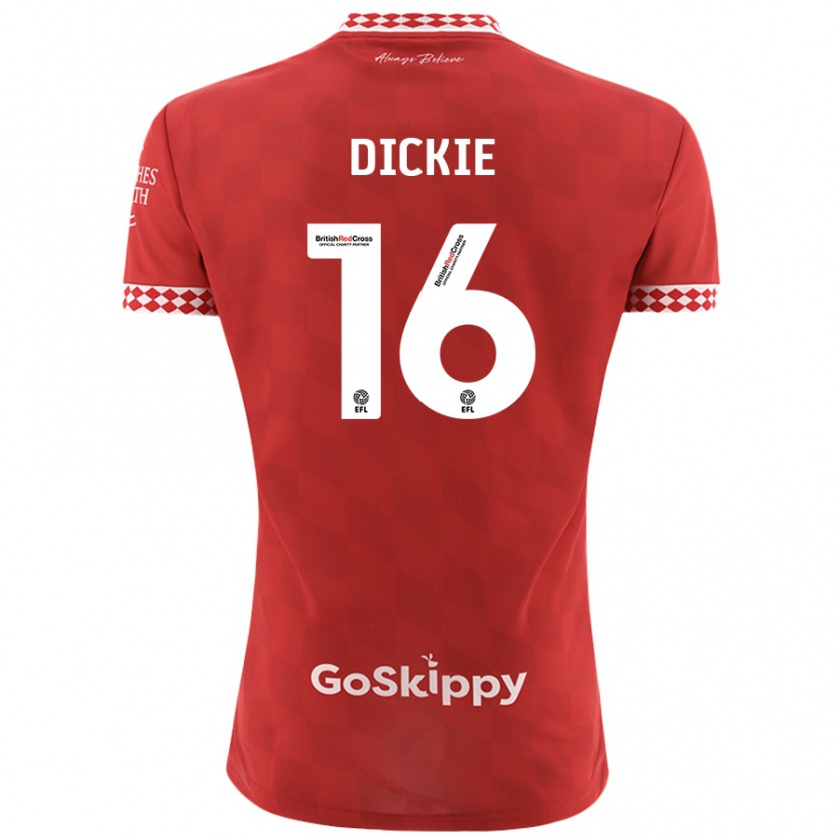 Kandiny Hombre Camiseta Rob Dickie #16 Rojo 1ª Equipación 2024/25 La Camisa Chile