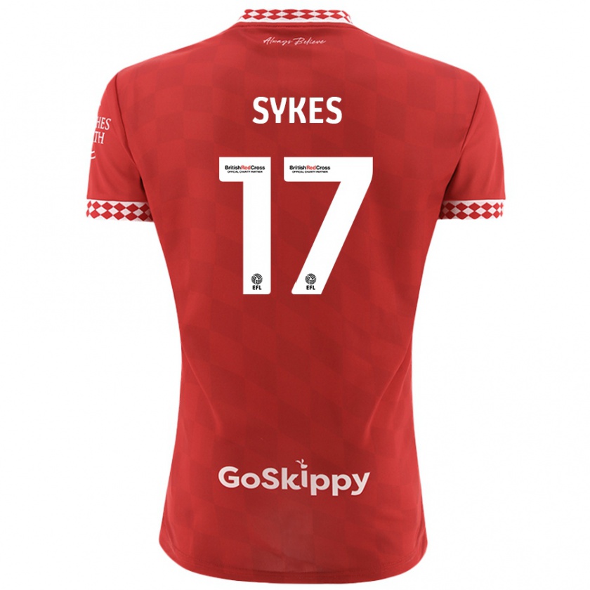 Kandiny Hombre Camiseta Mark Sykes #17 Rojo 1ª Equipación 2024/25 La Camisa Chile