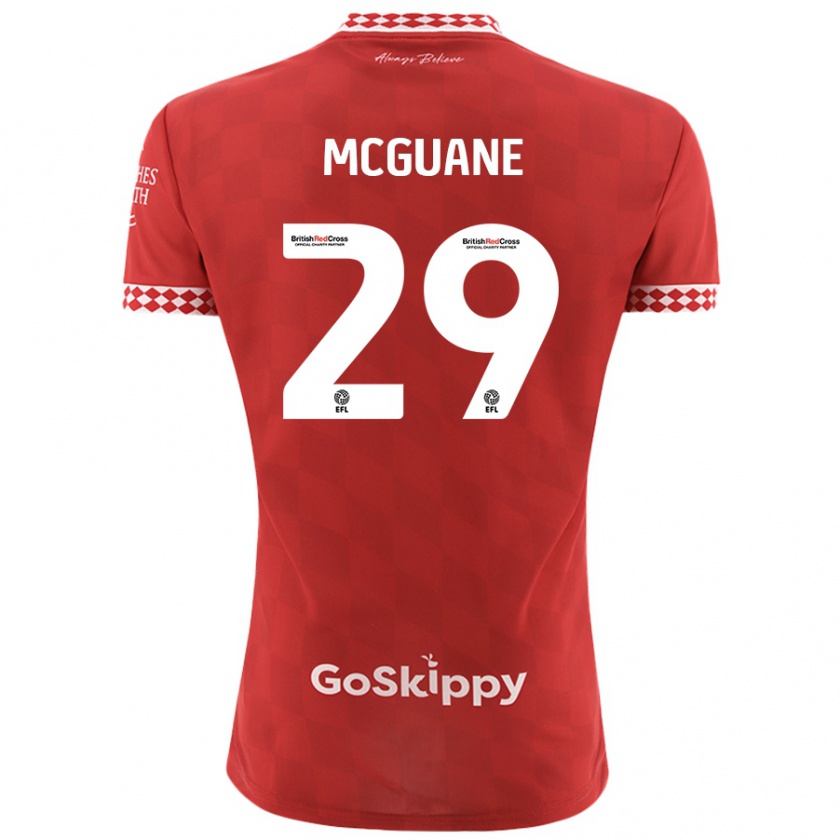 Kandiny Hombre Camiseta Marcus Mcguane #29 Rojo 1ª Equipación 2024/25 La Camisa Chile