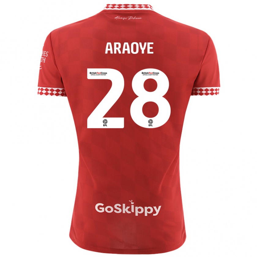 Kandiny Hombre Camiseta Raphael Araoye #28 Rojo 1ª Equipación 2024/25 La Camisa Chile