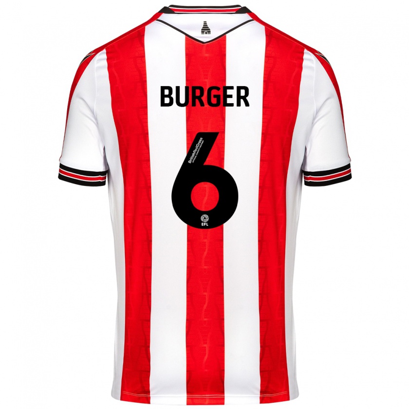 Kandiny Hombre Camiseta Wouter Burger #6 Rojo Blanco 1ª Equipación 2024/25 La Camisa Chile