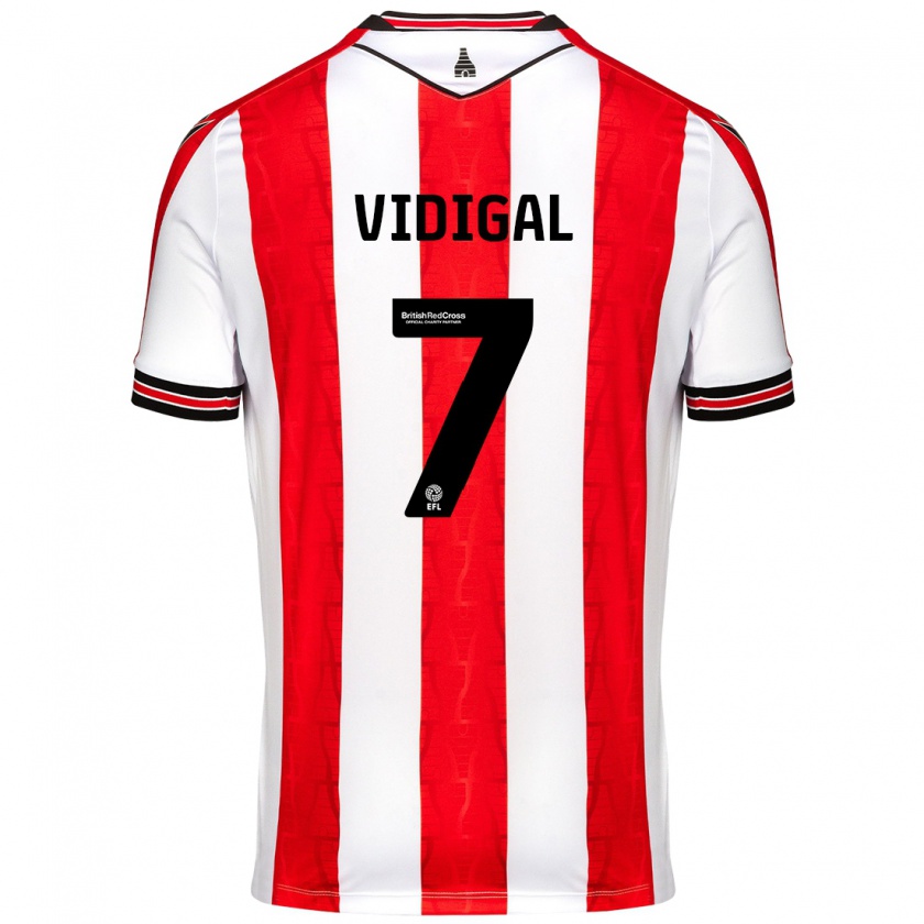 Kandiny Hombre Camiseta André Vidigal #7 Rojo Blanco 1ª Equipación 2024/25 La Camisa Chile