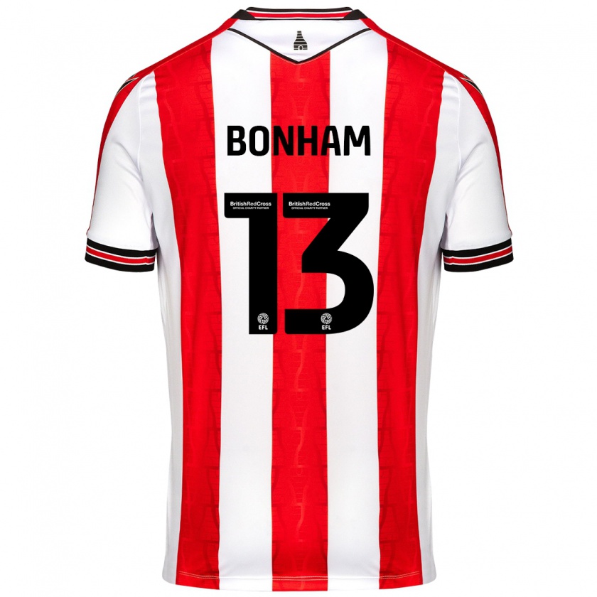 Kandiny Hombre Camiseta Jack Bonham #13 Rojo Blanco 1ª Equipación 2024/25 La Camisa Chile