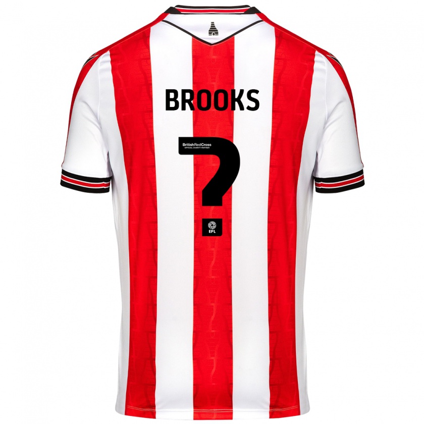 Kandiny Hombre Camiseta Alfie Brooks #0 Rojo Blanco 1ª Equipación 2024/25 La Camisa Chile