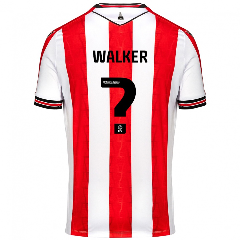 Kandiny Hombre Camiseta Lewis Walker #0 Rojo Blanco 1ª Equipación 2024/25 La Camisa Chile