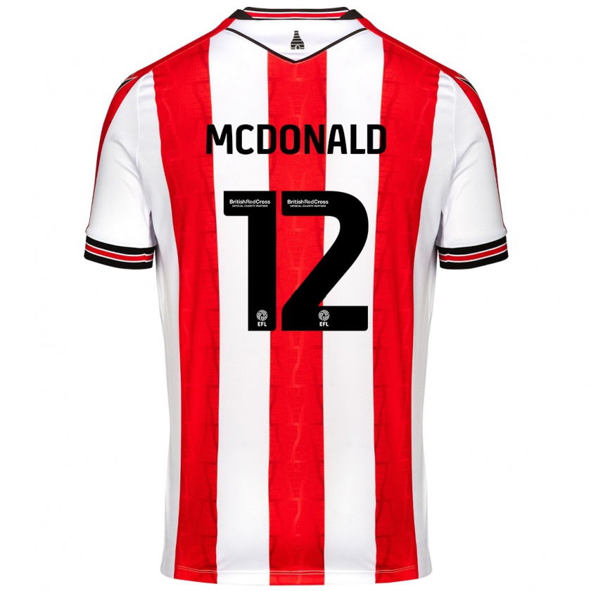 Kandiny Hombre Camiseta Kayleigh Mcdonald #12 Rojo Blanco 1ª Equipación 2024/25 La Camisa Chile