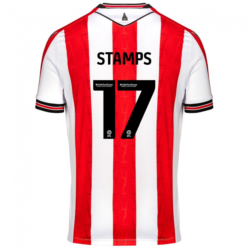 Kandiny Hombre Camiseta Shannon Stamps #17 Rojo Blanco 1ª Equipación 2024/25 La Camisa Chile