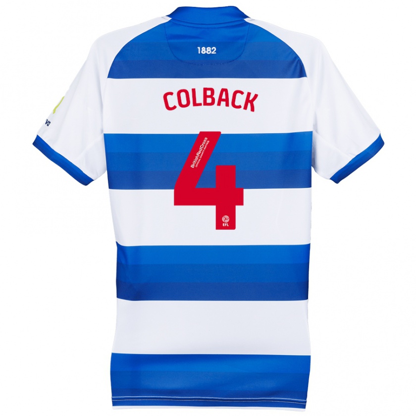 Kandiny Hombre Camiseta Jack Colback #4 Blanco Azul 1ª Equipación 2024/25 La Camisa Chile