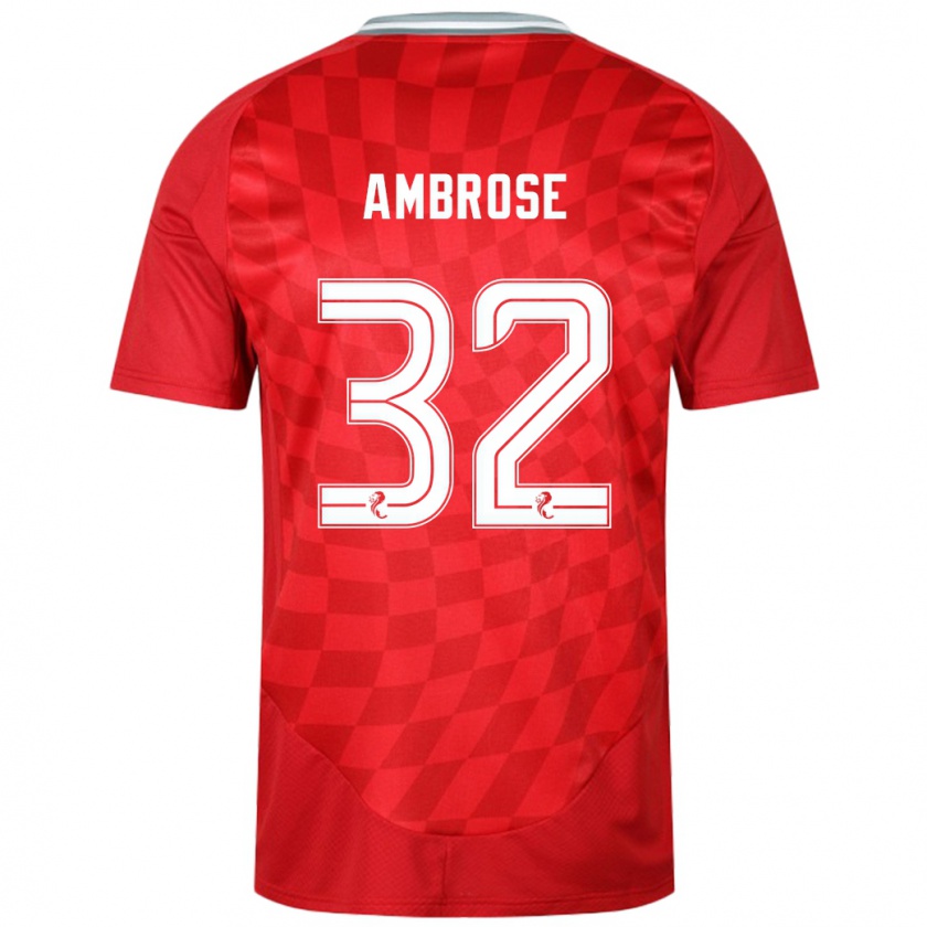 Kandiny Hombre Camiseta Peter Ambrose #32 Rojo 1ª Equipación 2024/25 La Camisa Chile