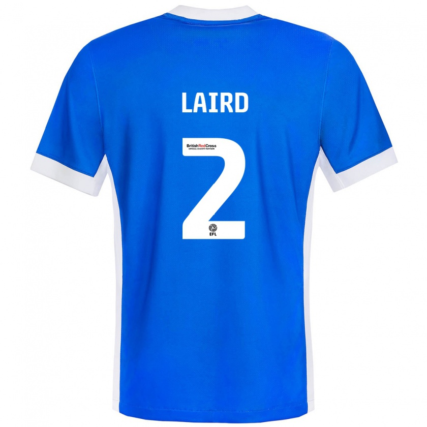 Kandiny Hombre Camiseta Ethan Laird #2 Azul Blanco 1ª Equipación 2024/25 La Camisa Chile