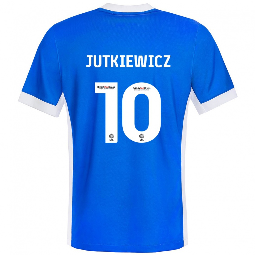 Kandiny Hombre Camiseta Lukas Jutkiewicz #10 Azul Blanco 1ª Equipación 2024/25 La Camisa Chile