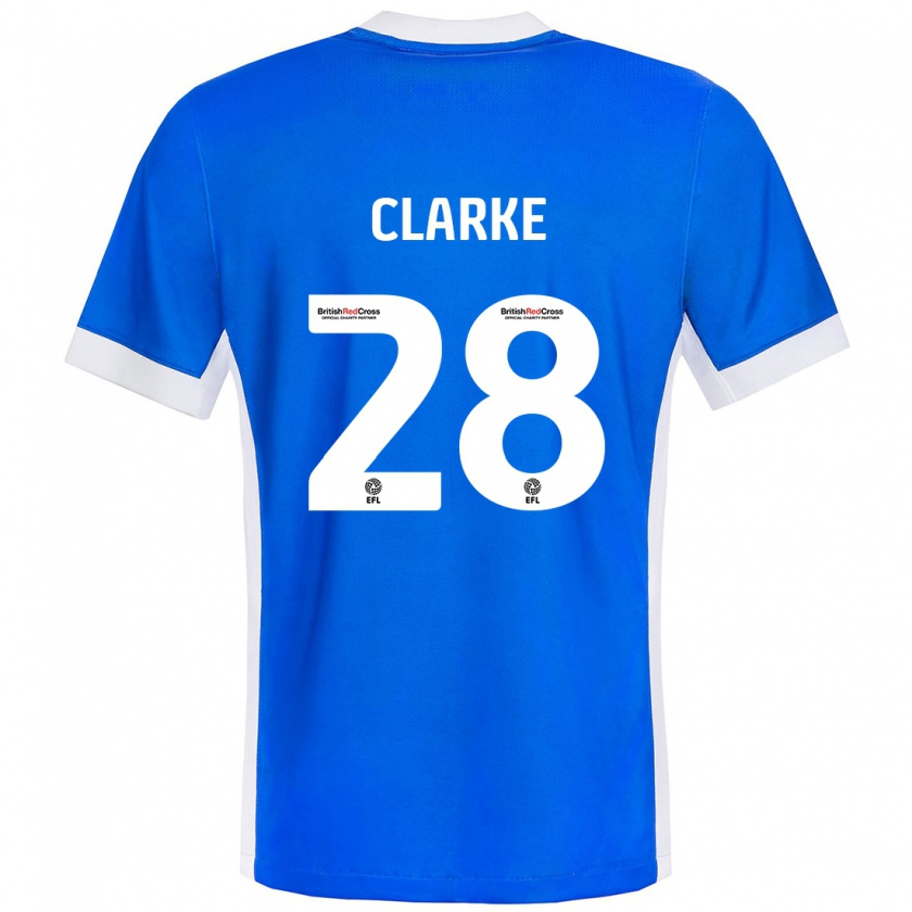 Kandiny Hombre Camiseta Charlotte Clarke #28 Azul Blanco 1ª Equipación 2024/25 La Camisa Chile