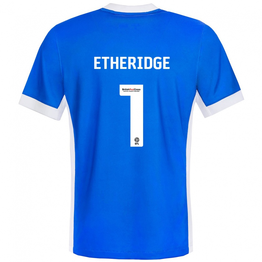 Kandiny Hombre Camiseta Neil Etheridge #1 Azul Blanco 1ª Equipación 2024/25 La Camisa Chile