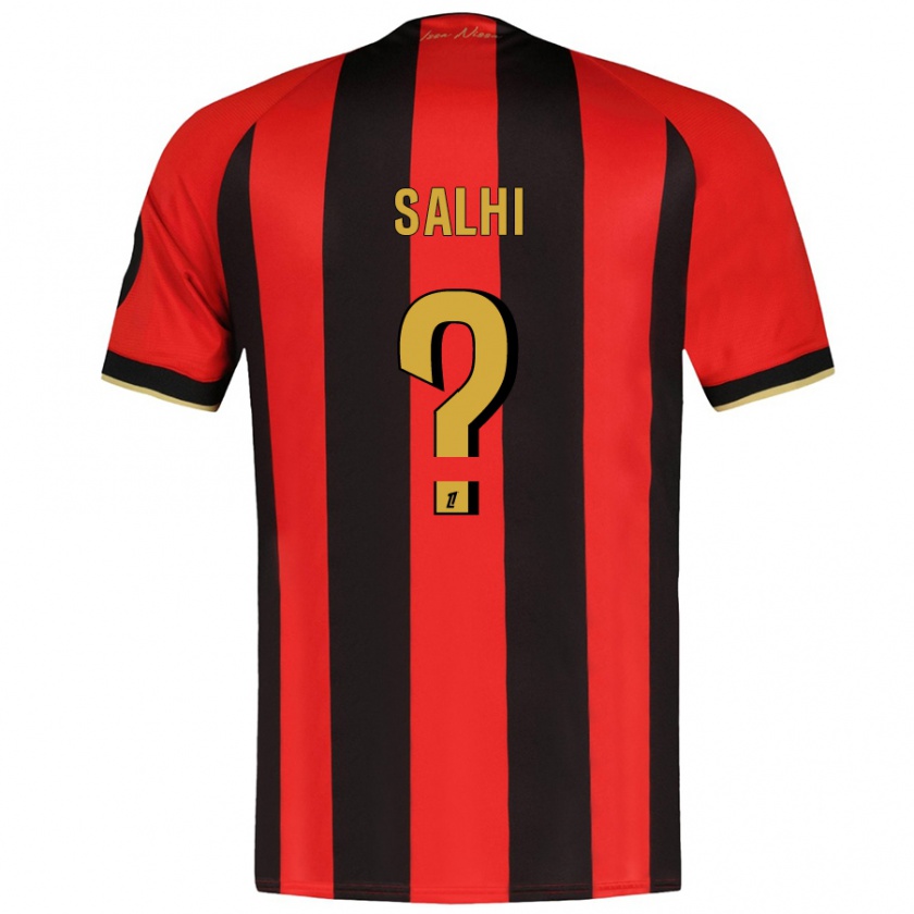 Kandiny Hombre Camiseta Iliesse Salhi #0 Rojo Negro 1ª Equipación 2024/25 La Camisa Chile