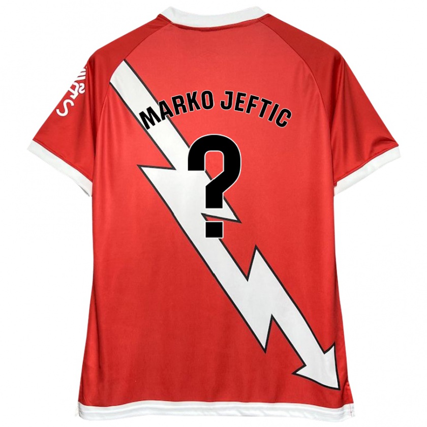 Kandiny Hombre Camiseta Marko Jeftic #0 Blanco Rojo 1ª Equipación 2024/25 La Camisa Chile