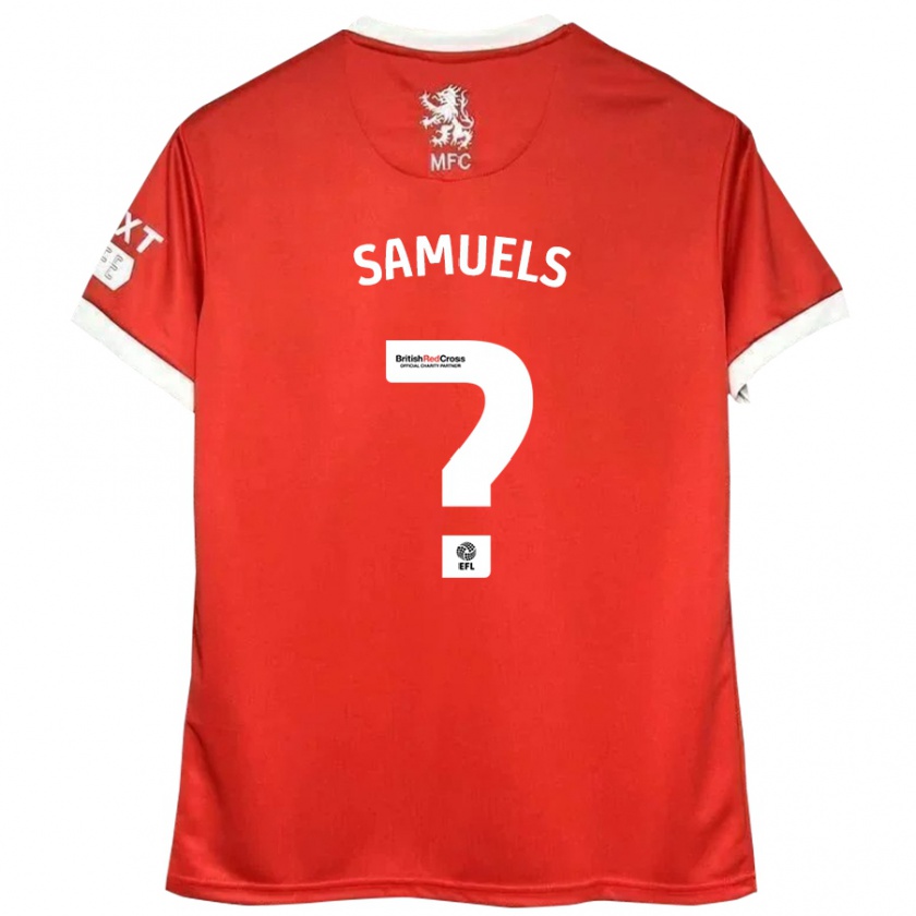 Kandiny Hombre Camiseta Oliver Samuels #0 Rojo Blanco 1ª Equipación 2024/25 La Camisa Chile