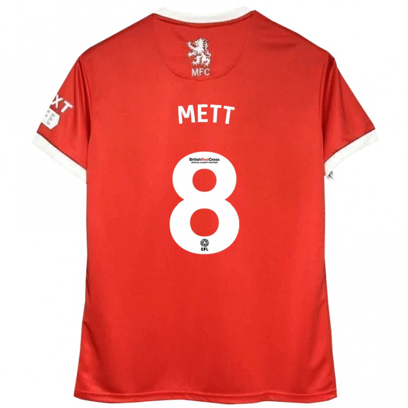 Kandiny Hombre Camiseta Jessica Mett #8 Rojo Blanco 1ª Equipación 2024/25 La Camisa Chile