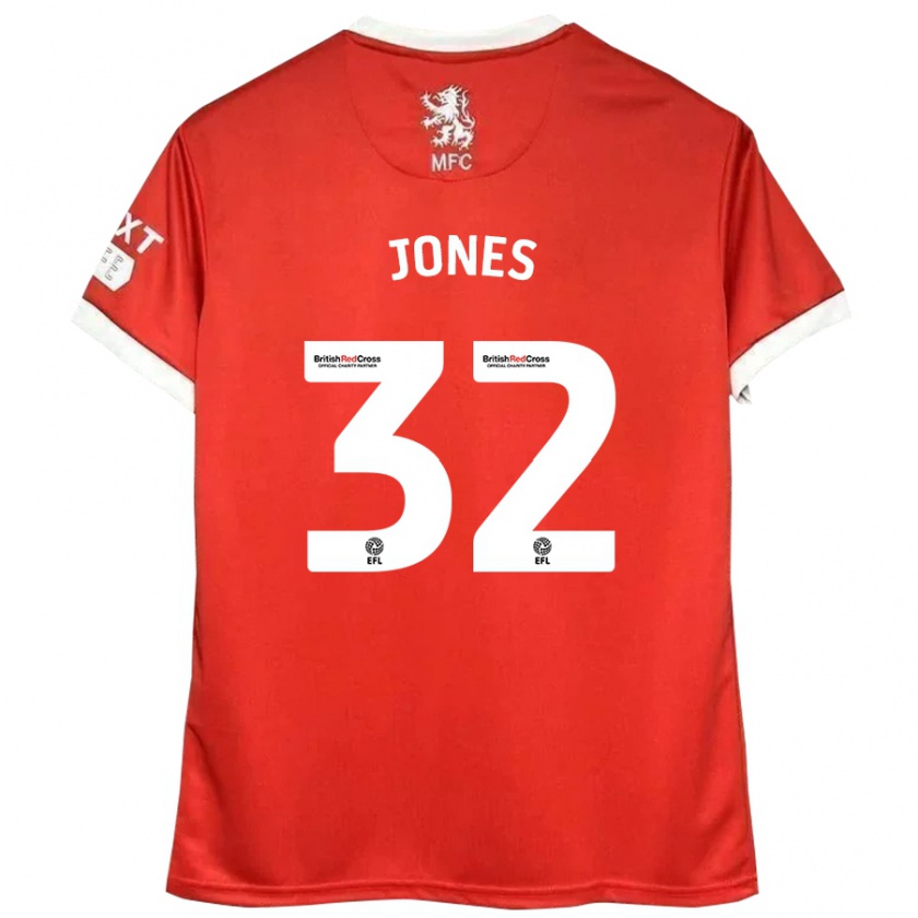 Kandiny Hombre Camiseta Jamie Jones #32 Rojo Blanco 1ª Equipación 2024/25 La Camisa Chile