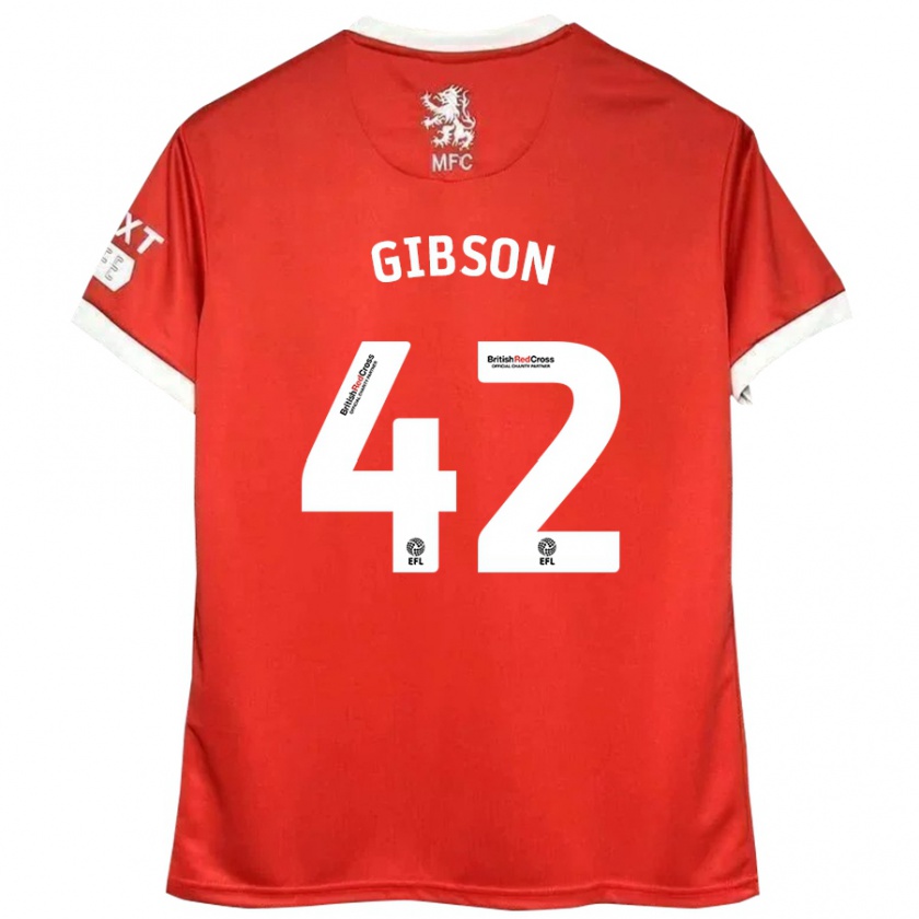 Kandiny Hombre Camiseta Joseph Gibson #42 Rojo Blanco 1ª Equipación 2024/25 La Camisa Chile