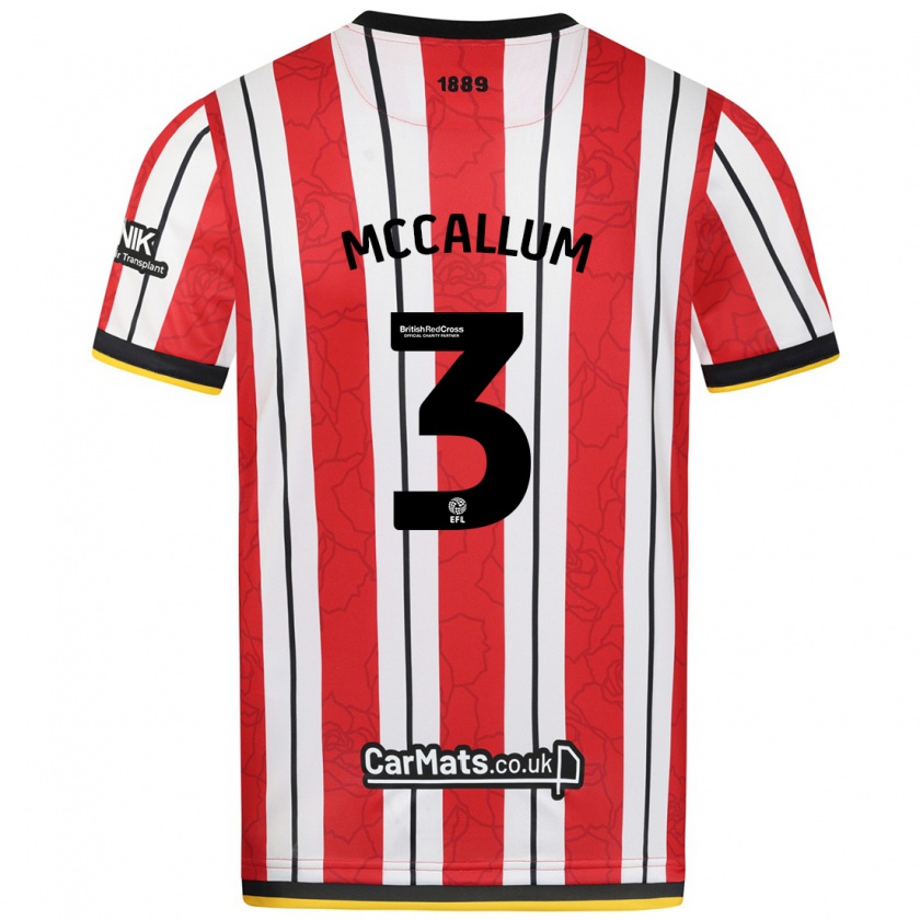 Kandiny Hombre Camiseta Sam Mccallum #3 Rojo Blanco Rayas 1ª Equipación 2024/25 La Camisa Chile