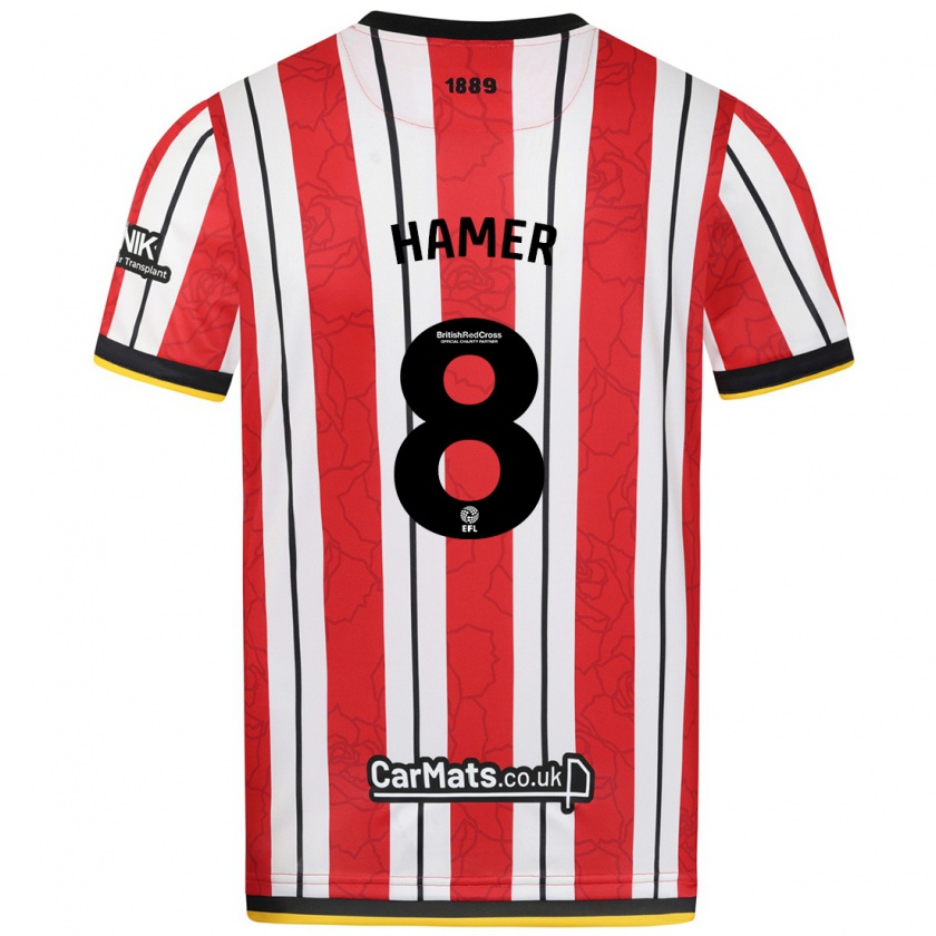 Kandiny Hombre Camiseta Gustavo Hamer #8 Rojo Blanco Rayas 1ª Equipación 2024/25 La Camisa Chile