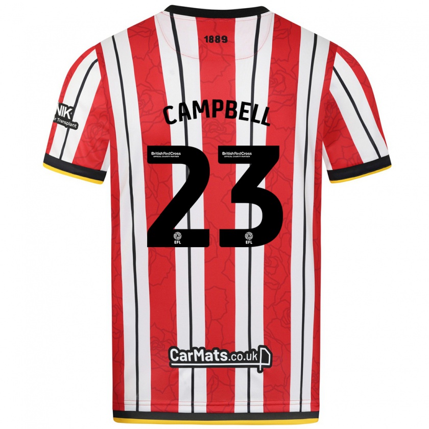 Kandiny Hombre Camiseta Tyrese Campbell #23 Rojo Blanco Rayas 1ª Equipación 2024/25 La Camisa Chile