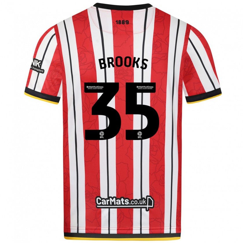 Kandiny Hombre Camiseta Andre Brooks #35 Rojo Blanco Rayas 1ª Equipación 2024/25 La Camisa Chile