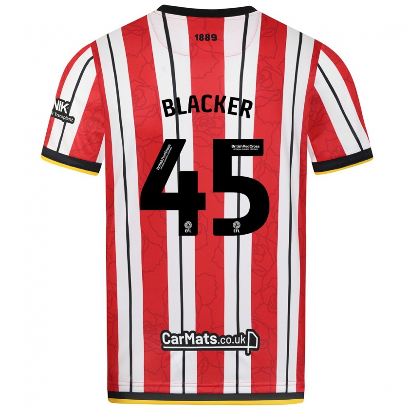 Kandiny Hombre Camiseta Billy Blacker #45 Rojo Blanco Rayas 1ª Equipación 2024/25 La Camisa Chile