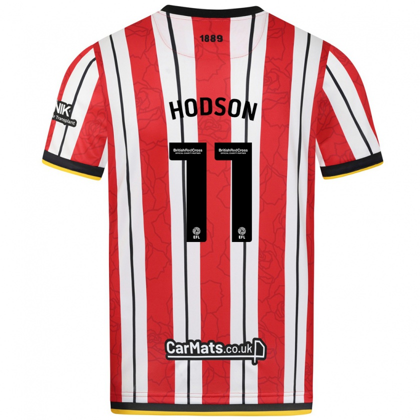 Kandiny Hombre Camiseta Ashley Hodson #11 Rojo Blanco Rayas 1ª Equipación 2024/25 La Camisa Chile