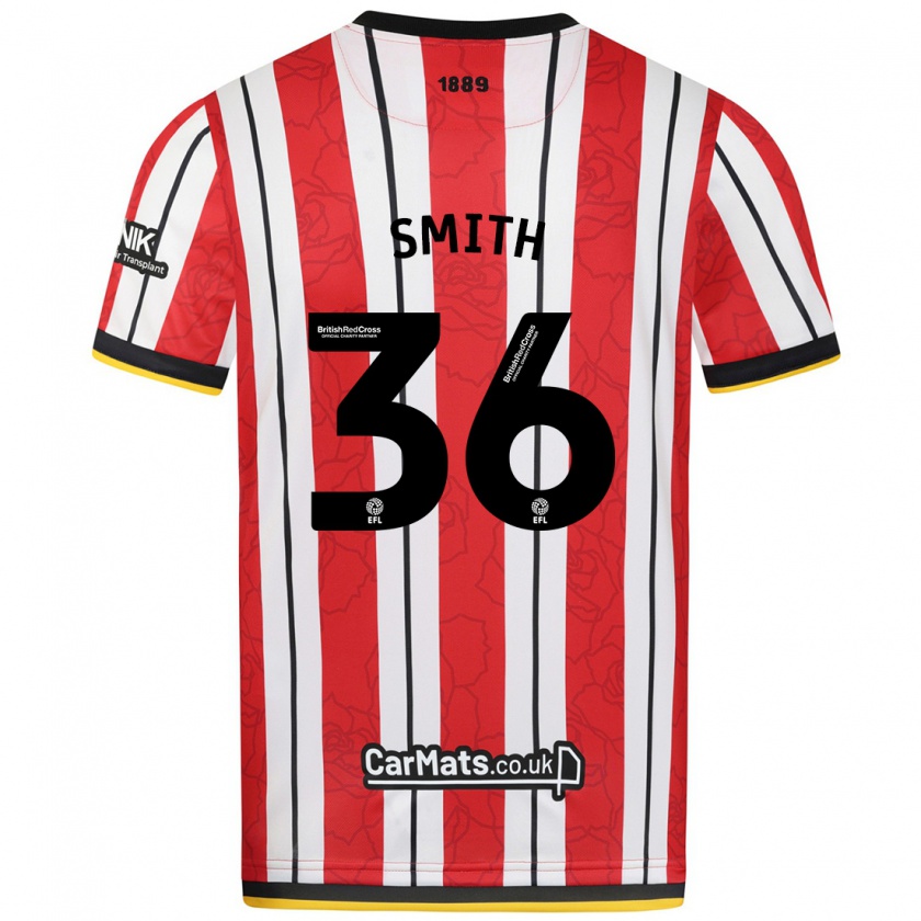 Kandiny Hombre Camiseta Joshua Smith #36 Rojo Blanco Rayas 1ª Equipación 2024/25 La Camisa Chile