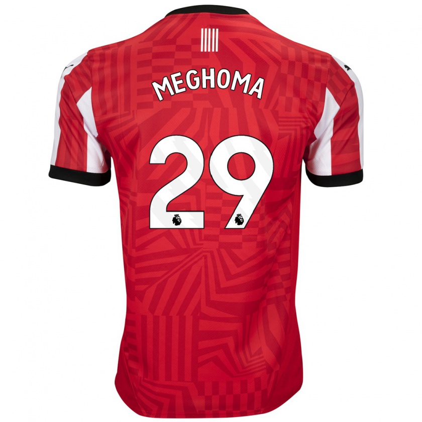 Kandiny Hombre Camiseta Jayden Meghoma #29 Rojo Blanco 1ª Equipación 2024/25 La Camisa Chile