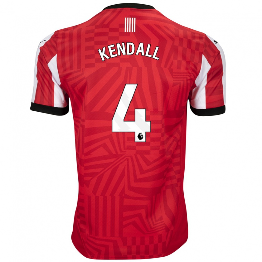 Kandiny Hombre Camiseta Lucia Kendall #4 Rojo Blanco 1ª Equipación 2024/25 La Camisa Chile