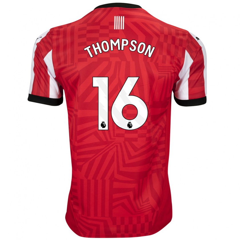 Kandiny Hombre Camiseta Emma Thompson #16 Rojo Blanco 1ª Equipación 2024/25 La Camisa Chile