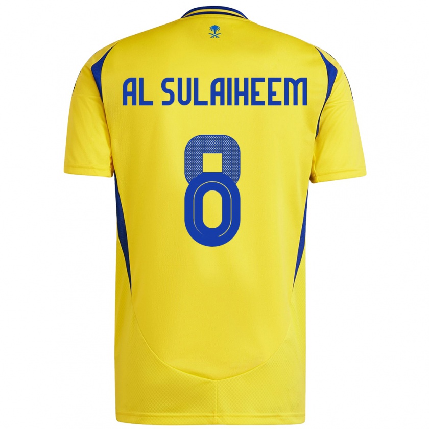 Kandiny Hombre Camiseta Abdulmajeed Al-Sulayhim #8 Amarillo Azul 1ª Equipación 2024/25 La Camisa Chile